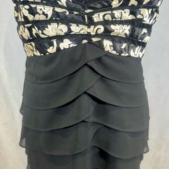 Scarlett Nite black and cream tiered cocktail dress size 10 - Picture 3 of 7